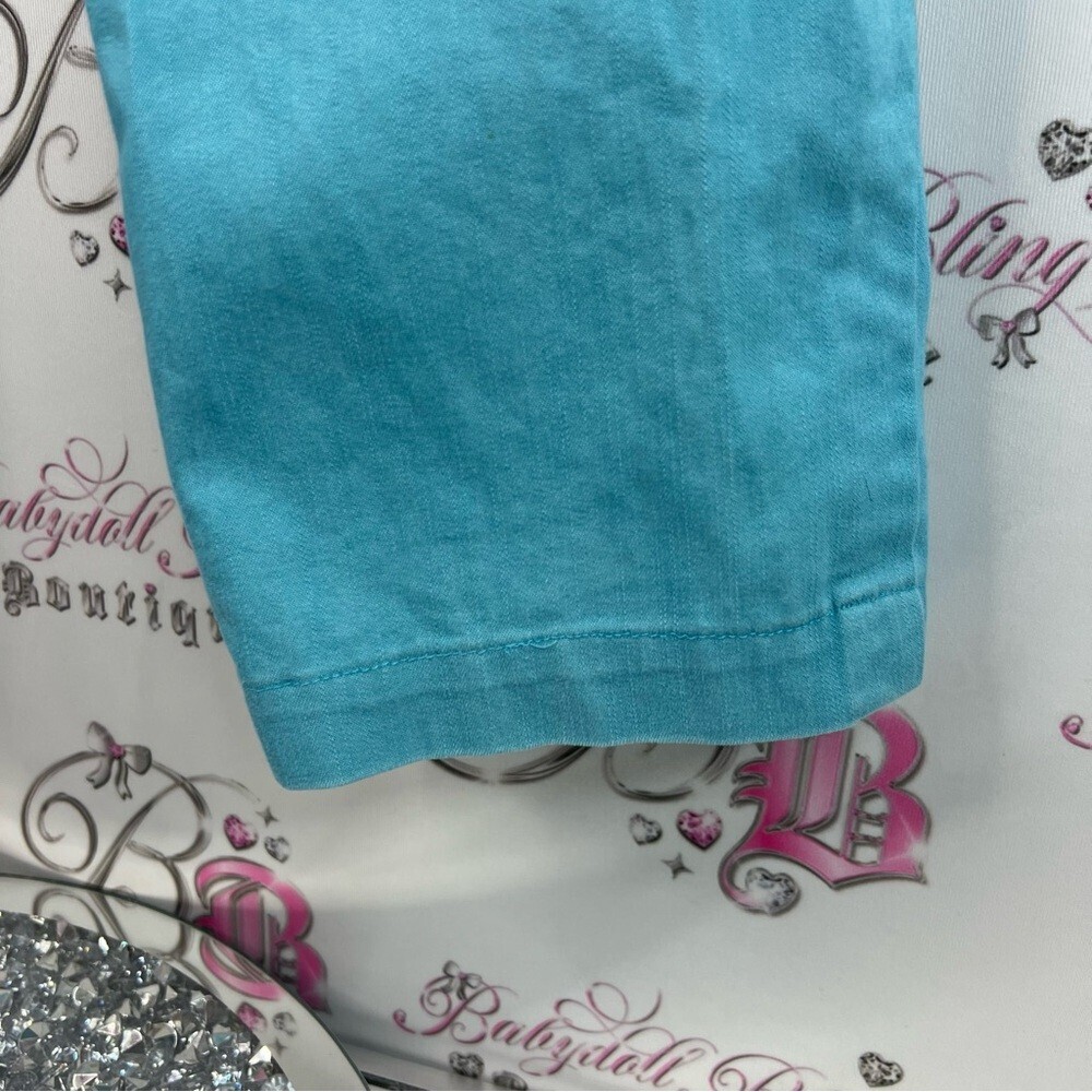 Tanjay pants bright aqua blue silver detail hardware Blue Boot Cut Pants - Picture 7 of 13